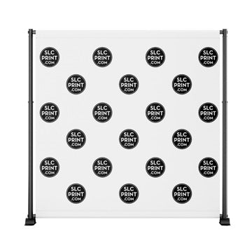 This is a picture of an 8x8 step and repeat backdrop display, similar to what clubs and events use for photoshoots